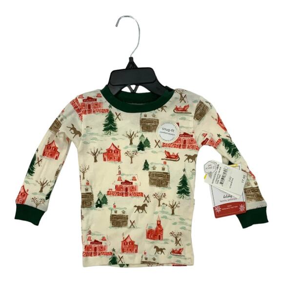 Burts Bees Baby Organic Cotton Pine Tree Holiday Print Pajama Top 12 Month NWT - Picture 1 of 4